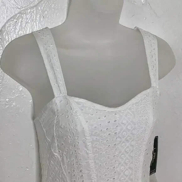 Vintage LRL Lauren Ralph Lauren white eyelet cotton fit and flare dress SZ 6 NWT - Picture 3 of 13